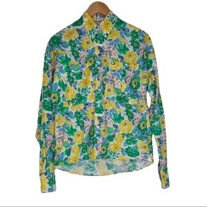 Plan C Multicolor Floral Blouse Long Sleeved Shirt Size 38 Womens